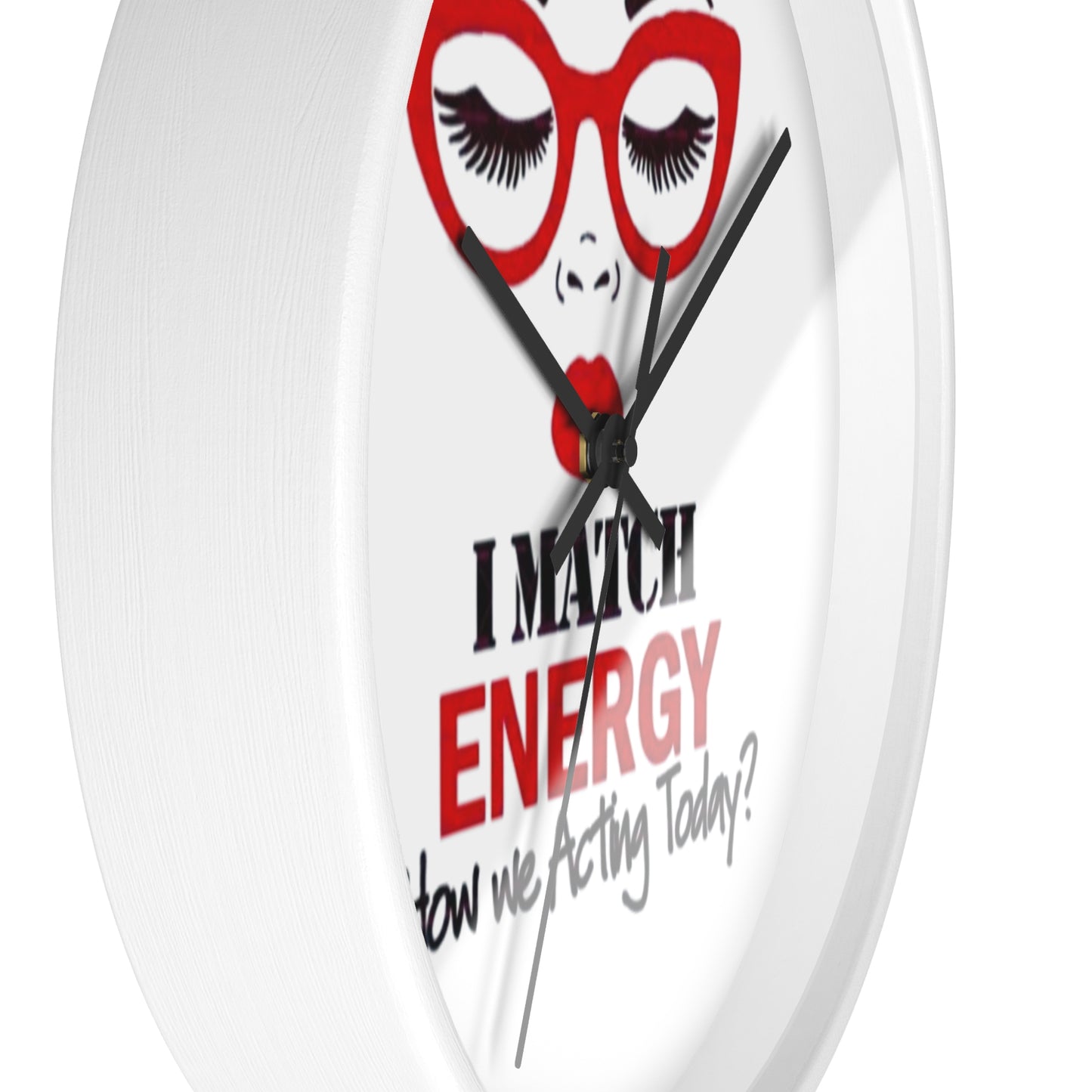 Chic Makeup Wall Clock - "I Match Energy" Decor for Beauty Lovers