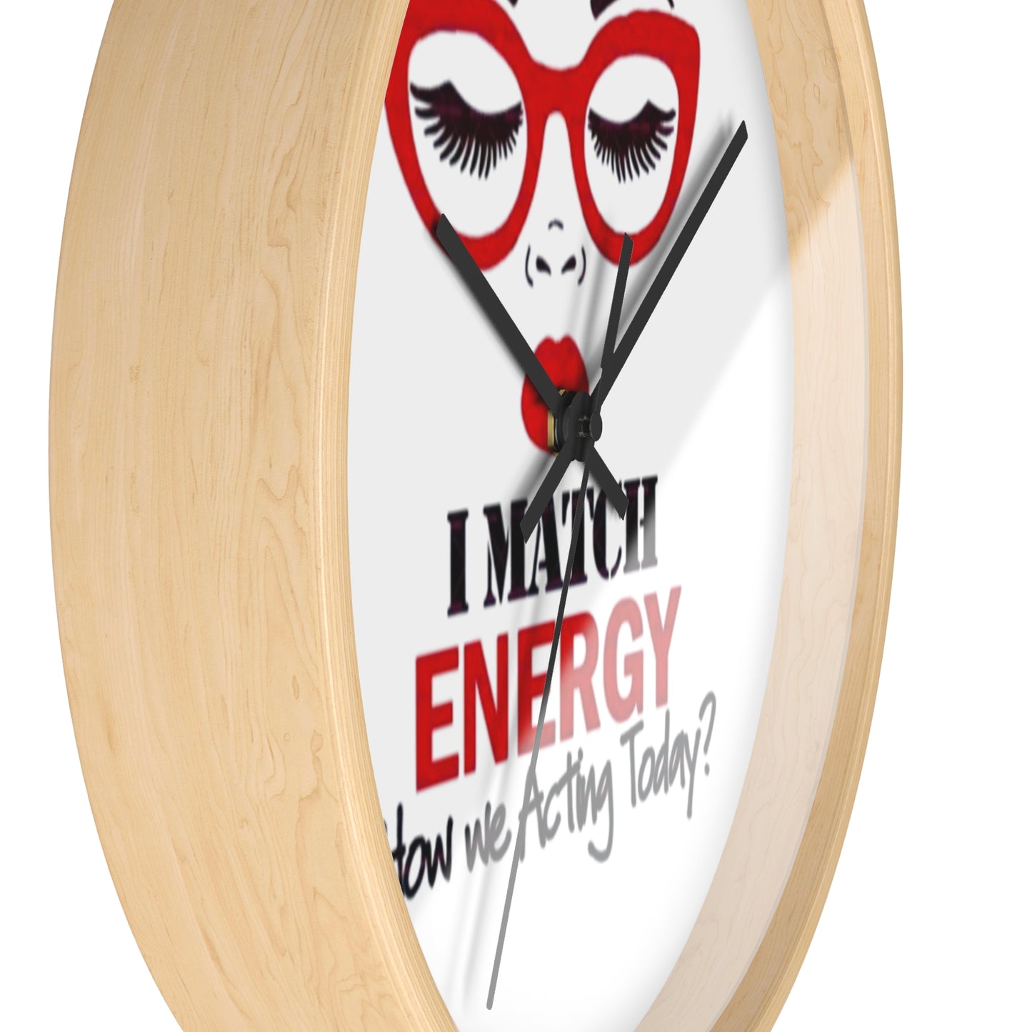 Chic Makeup Wall Clock - "I Match Energy" Decor for Beauty Lovers