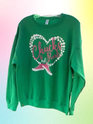 Customized chucks and pearls sweater