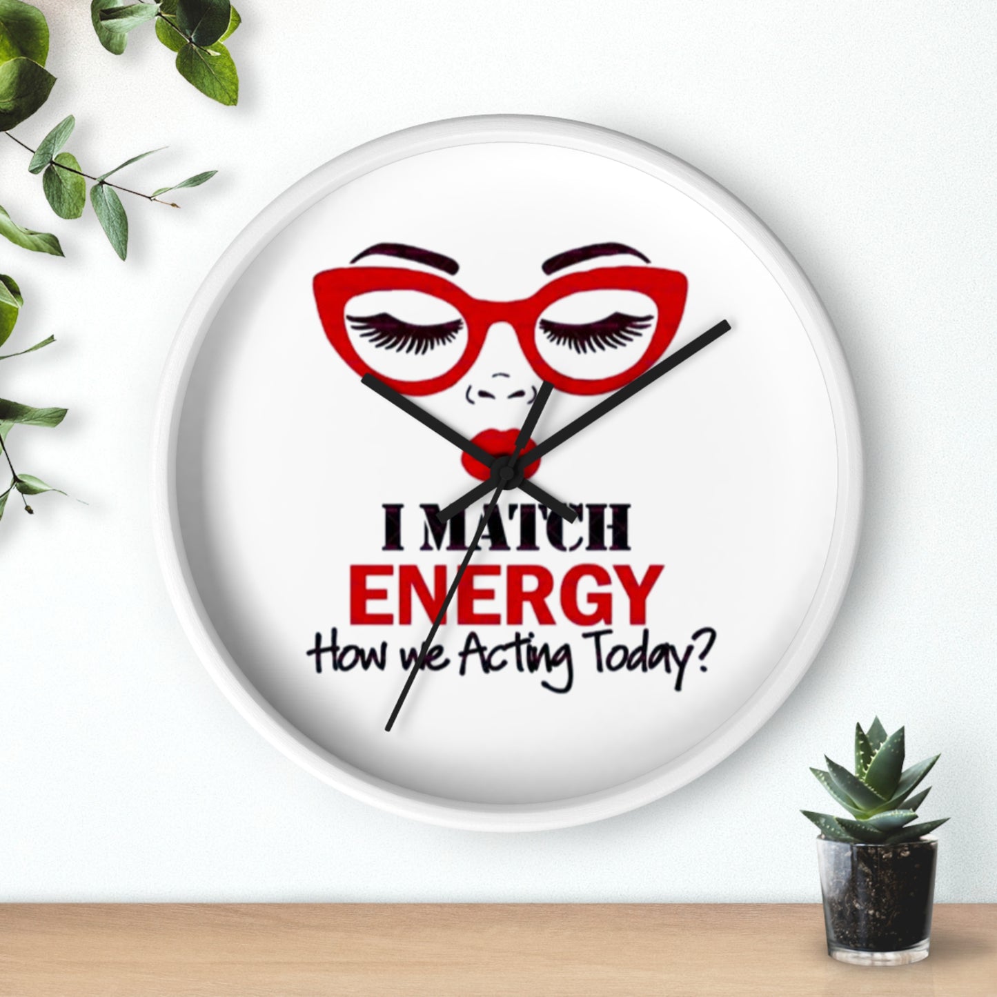 Chic Makeup Wall Clock - "I Match Energy" Decor for Beauty Lovers