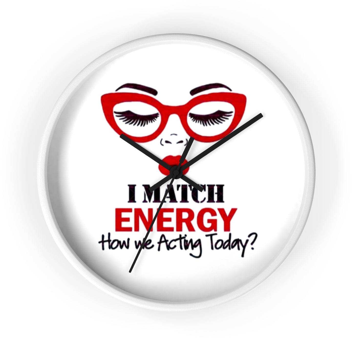 Chic Makeup Wall Clock - "I Match Energy" Decor for Beauty Lovers