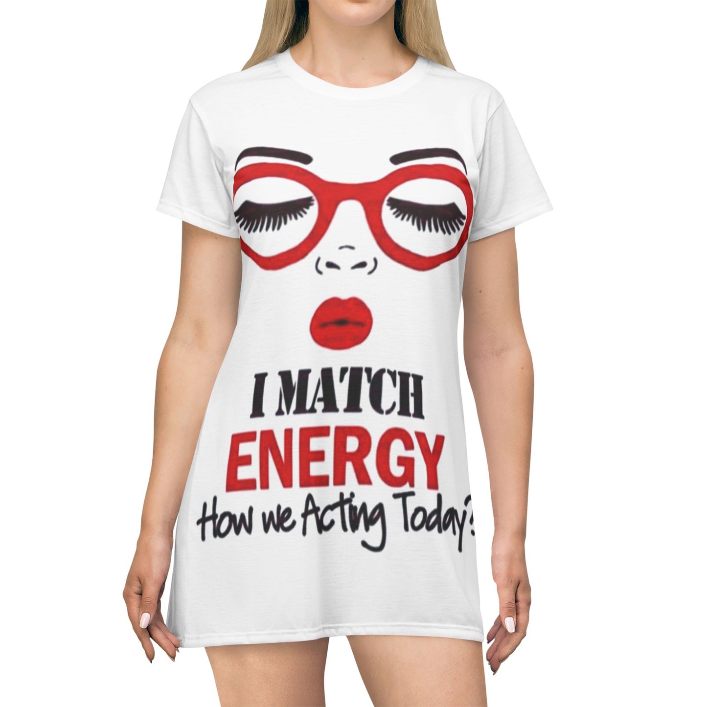 I Match Energy T-Shirt Dress - Fun Casual Wear for Confident Women