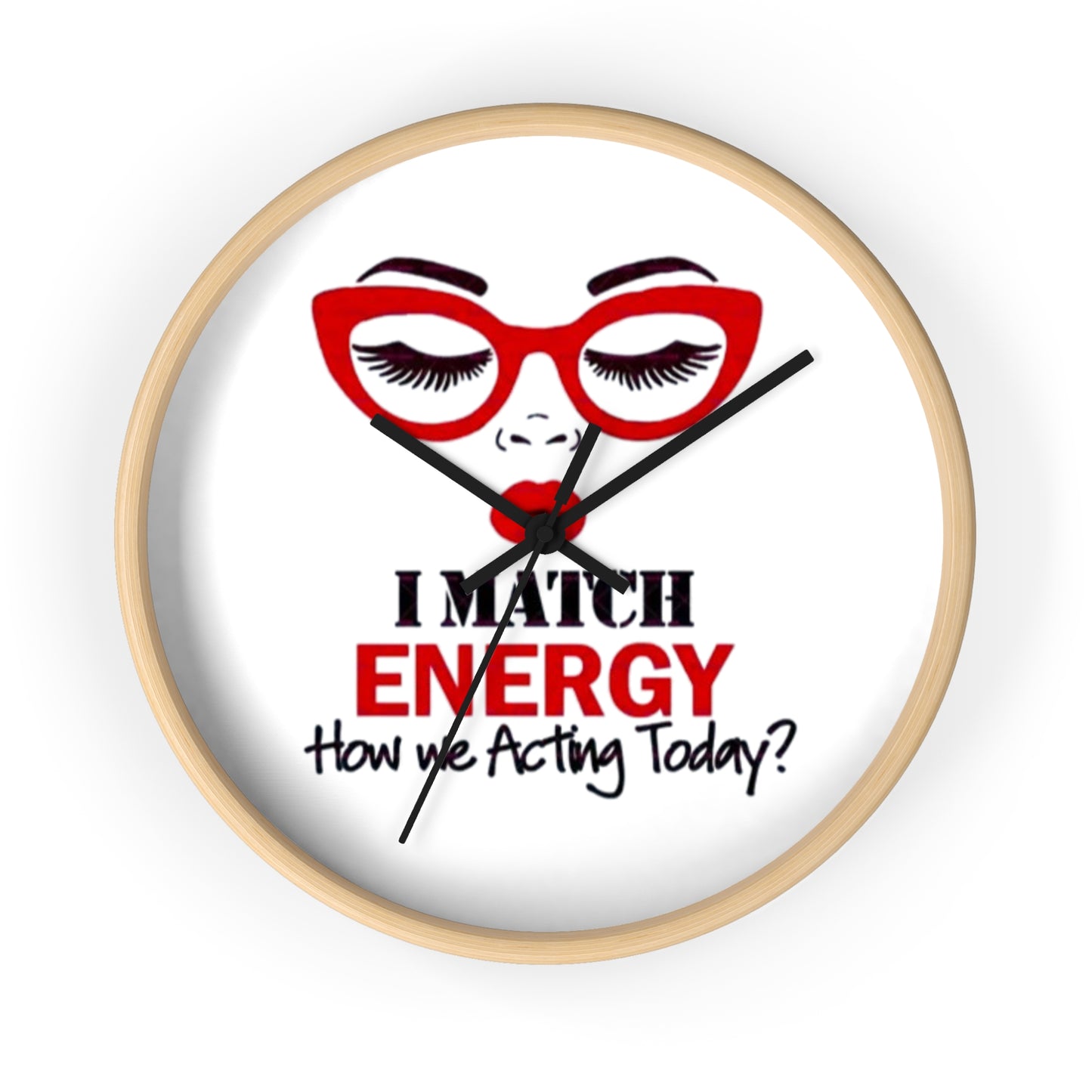 Chic Makeup Wall Clock - "I Match Energy" Decor for Beauty Lovers