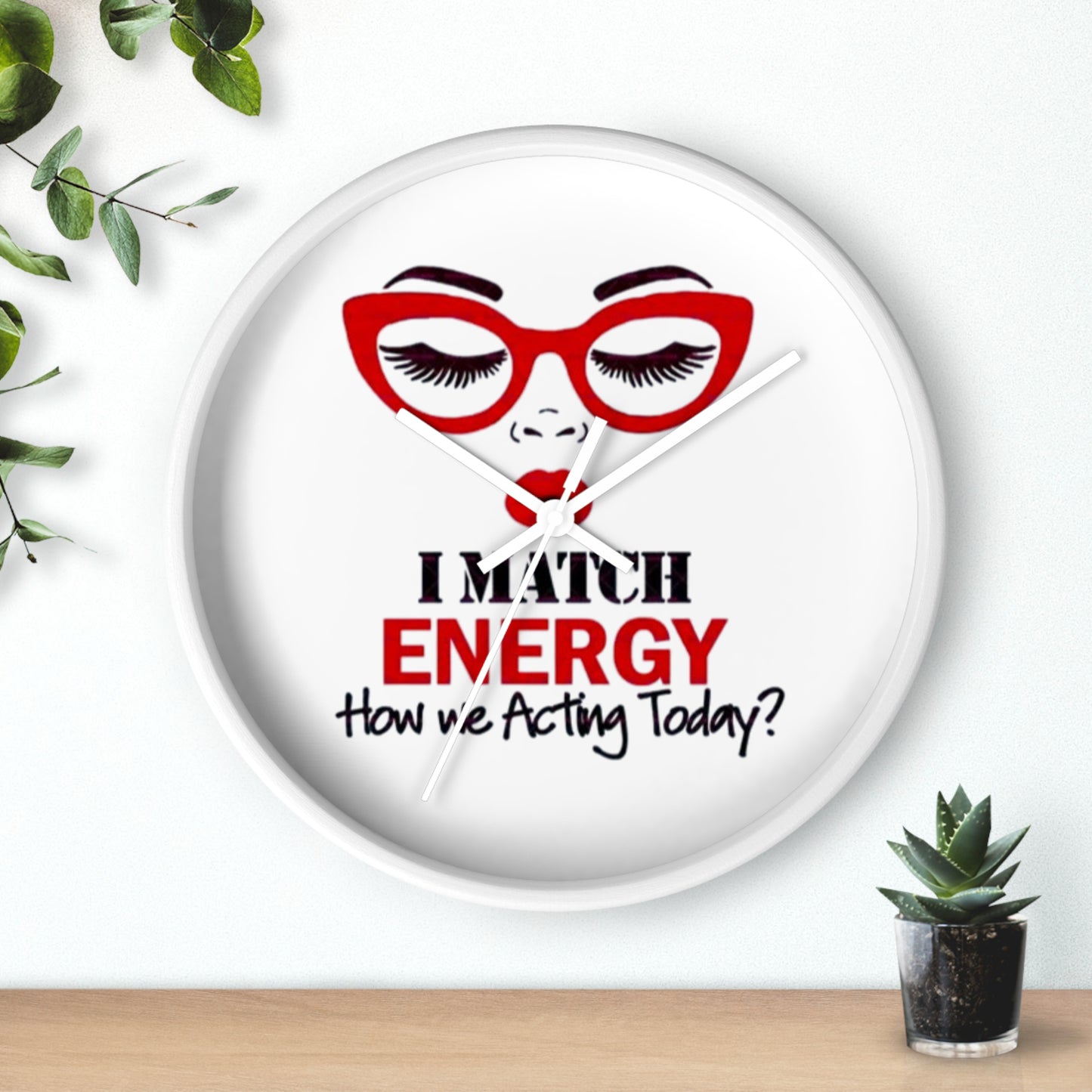 Chic Makeup Wall Clock - "I Match Energy" Decor for Beauty Lovers