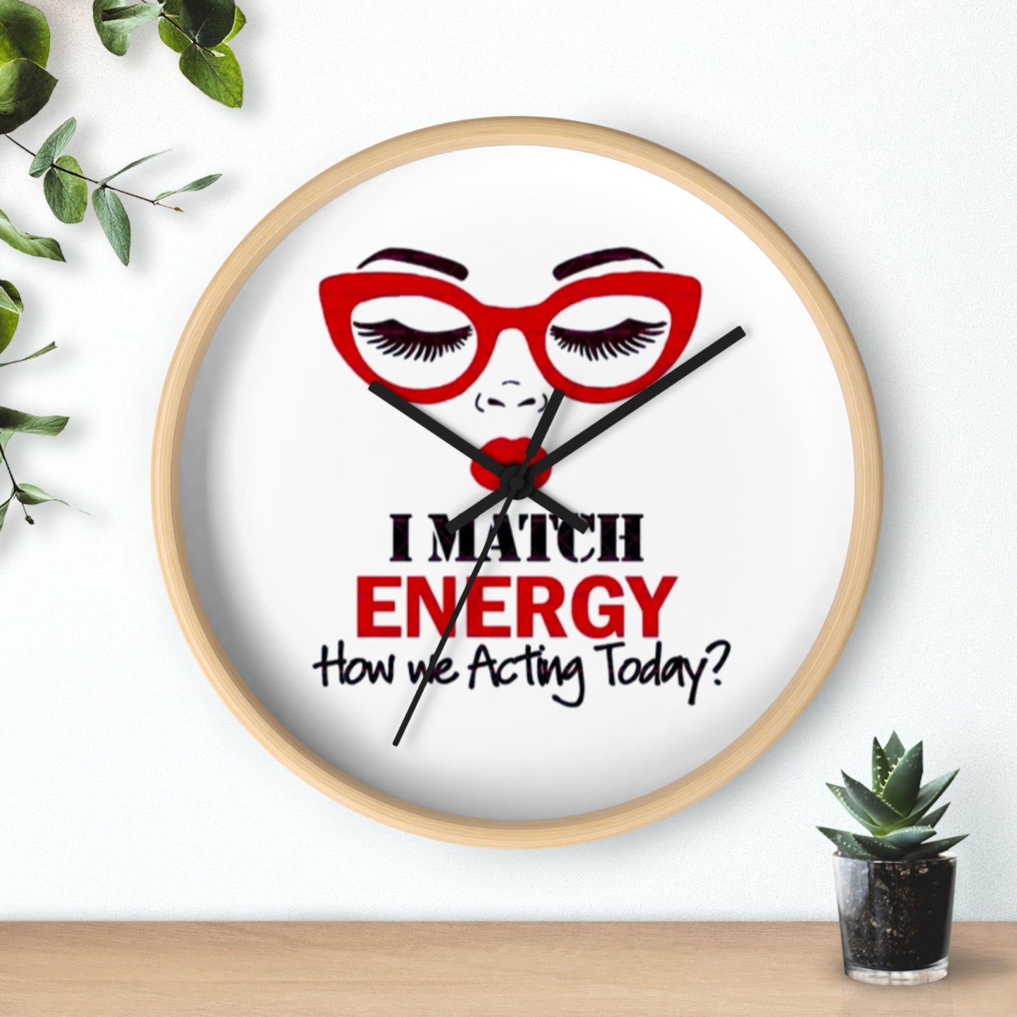 Chic Makeup Wall Clock - "I Match Energy" Decor for Beauty Lovers