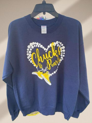 Customized chucks and pearls sweater