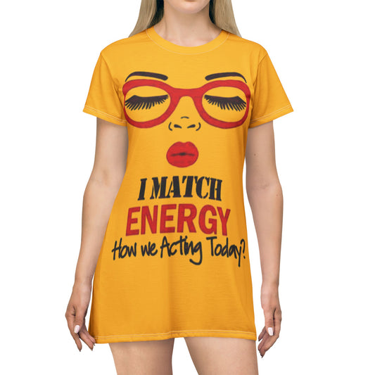 I Match Energy T-Shirt Dress - Fun, Vibrant Summer Wear for Confident Women