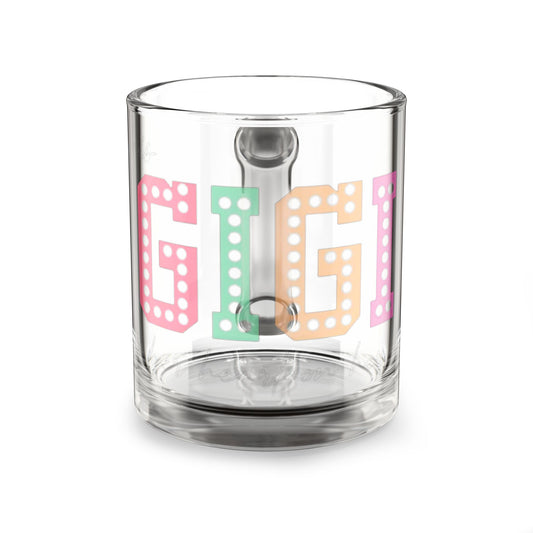 Personalized 10oz Glass Mug - Colorful 'GIGI' Design